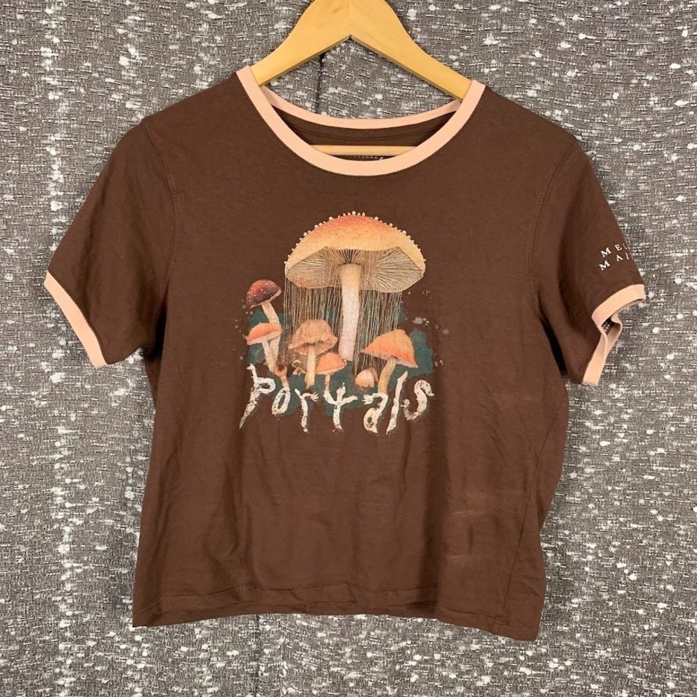 Melanie‎ Martinez Portals Mushrooms Graphic Print Cropped Shirt Women's Large